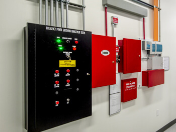 Alarm Monitoring equipment on a wall of a client facility